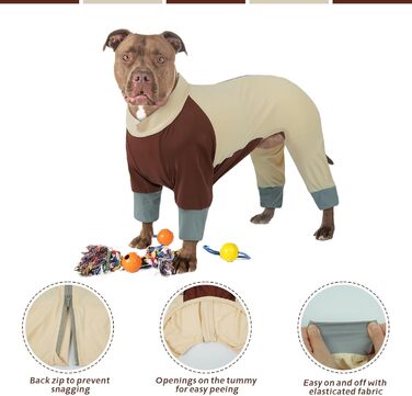 Піжама для собак Hjumarayan, еластичний комбінезон з блискавкою, повне покриття, довгі штанини, захист від бруду, прохолодний костюм-одяг для прогулянок та після операції, бежевий XL XL Beige