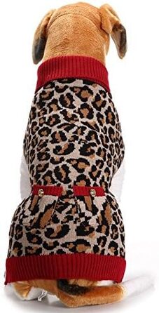 Пуловер для собак Класичний леопардовий принт, тепла куртка для собак на осінь/зиму, розмір XL