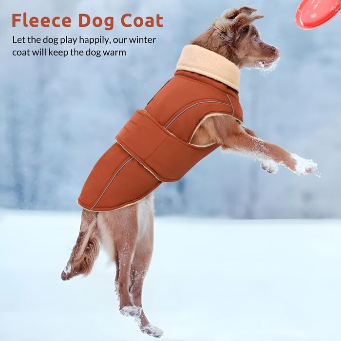 Теплий зимовий одяг для собак ASENKU: куртка та одяг для великих собак з відбиваючим коміром, водонепроникний, кольору червоно-коричневого, розмір 3XL