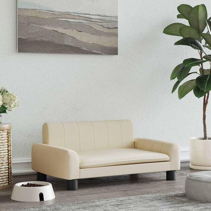 Ляжка для собак, м'яка подушка для собак, диван-софа для собак, лежанка для маленьких собак, лежанка для домашніх тварин, лежанка для котів, світлий матеріал (70 x 45 x 30 см, кремовий)