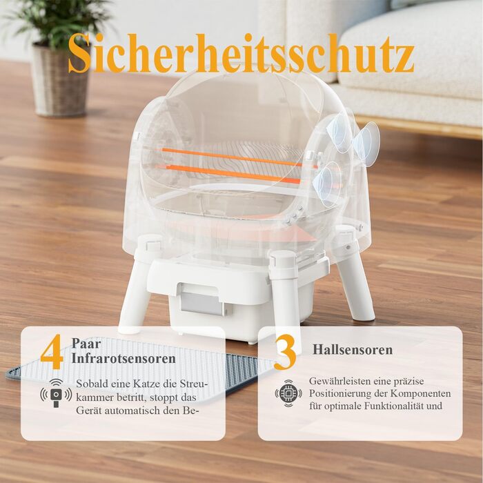 Автоматичний лоток для котів Katzenklo Selbstreinigend XXL Білий – Інтелектуальний дизайн з відкритим верхом, великий об'єм, ручний та автоматичний режими