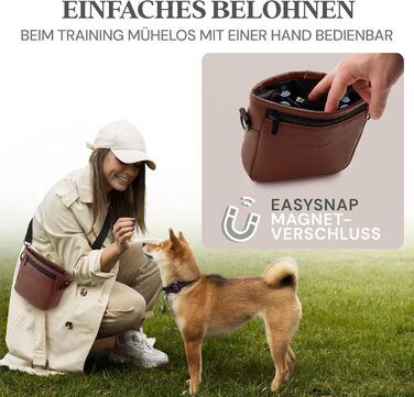 Лекарська сумочка для собак з штучної шкіри - сумка для прогулянок з магнітною застібкою однією рукою - сумка для собачих ласощів (розмір S - темно-коричневий) S Темно-коричневий