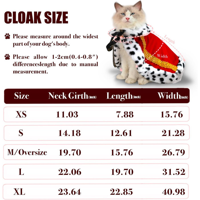 Розкішна мантія Lovelyhop для котів та собак на Halloween, королівський костюм (XS, індиго)