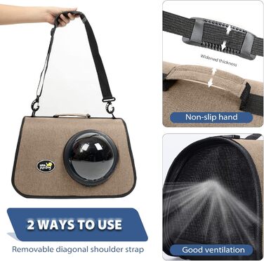 Транспортна сумка для кота/собаки PETCUTE, 41 x 25 x 27 см, складана, з вентиляційними отворами, підходить для середніх котів та маленьких собак, схвалена авіакомпаніями, темно-зелений (кавовий)