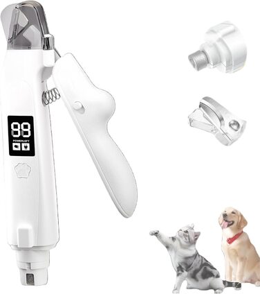 Yagerod Lichtschere Pro: професійна LED-ножиця для грумінгу котів та собак, 2-в-1, з екраном, тихий мотор, збірник для шерсті (білий)