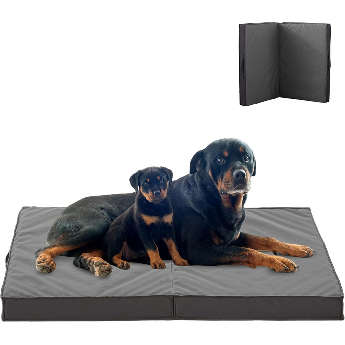 Ортопедичне собаче ліжко для великих собак, вологостійке, знімний чохол, складане, 104.1 см, для будь-якої погоди (Сірий, X-Large)