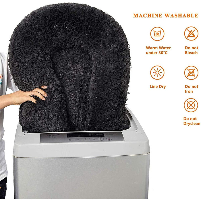 Кругле м'яке ліжко для собак та котів (80 см, чорний колір). XL для великих та середніх собак.