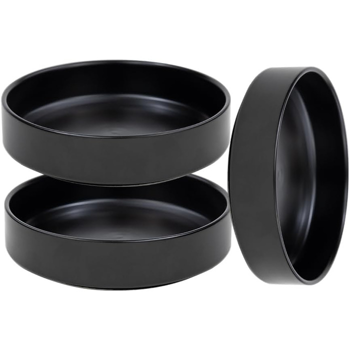 Набір мисок для котів з кераміки, 3 шт. - миски для котів та кошенят, 15*4 см (чорний)