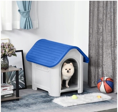 Будка-будиночок для собак малих порід з вбудованим туалетом Lanco, біла, поліпропілен (PP)