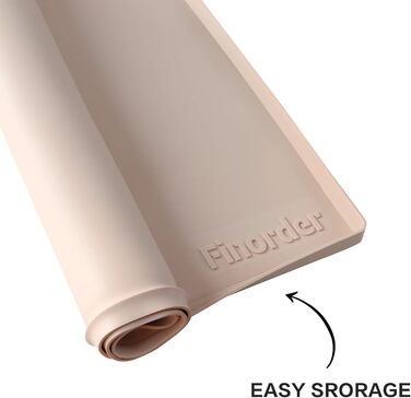 Силіконовий килимок для годівлі та води для тварин Finorder 86,4 x 53,3 см, з піднятими краями та антиковзаючою поверхнею, водонепроникний, придатний для миття в посудомийній машині (Бежевий)