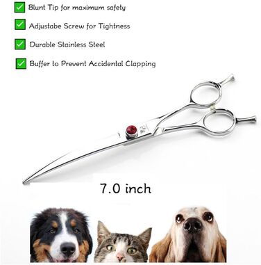 Професійна вигнута ножиця для грумінгу собак 9.0 дюймів - ножиці для собак та котів з ергономічною ручкою, з нержавіючої сталі 440C