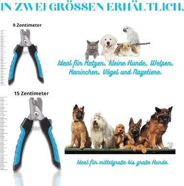 Тример для обрізання кігтів собак, котів та інших домашніх тварин | З пилочкою, лезами з нержавіючої сталі, захистом та чохлом – великий | Для догляду за лапами та кігтями