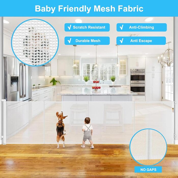 Захист для сходів з замком: розтяжний захист для дітей та собак, 150 см ширина, 83 см висота (300 см)