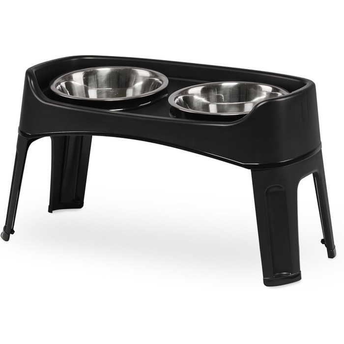 Підвищені годівниці для собак Iris Ohyama, 2 шт., L29 x B57 x H31 см, складані, для здорового травлення, PEF-L, чорний колір