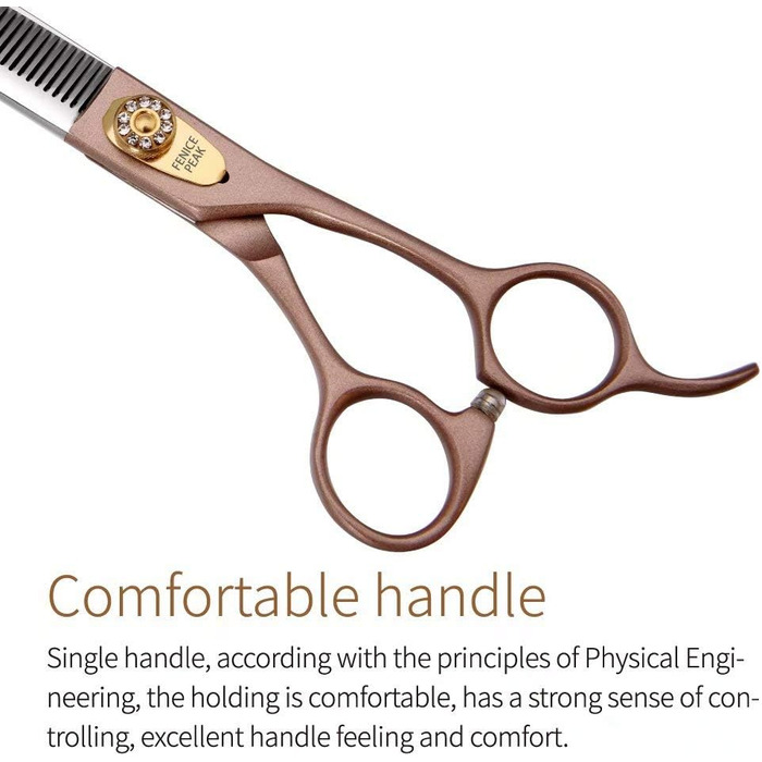 Професійна ножиця для вирівнювання шерсті собак та котів Fenice Peak, 1.2 см, з нержавіючої сталі 440C, 50/56 зубців, 7.5 дюймів