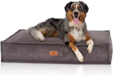 М'яке собаче ліжко Knuffelwuff Lesedi з корду, 120x80 см, коричнево-сірий колір. Знімний, пральний чохол. Підходить для великих, середніх та маленьких собак.