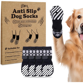 Шкарпетки для собак PICK FOR LIFE 4 шт. Захист лап, антиковзаючі, з клямками для твердих дерев'яних підлог, чорного кольору. Підходять для маленьких, середніх та великих собак.