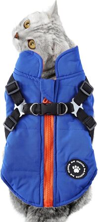 Зимова куртка для маленьких собак: тепла, вітро- та водонепроникна, двостороння куртка для собак з блискавкою, зелена (блакитна, S)