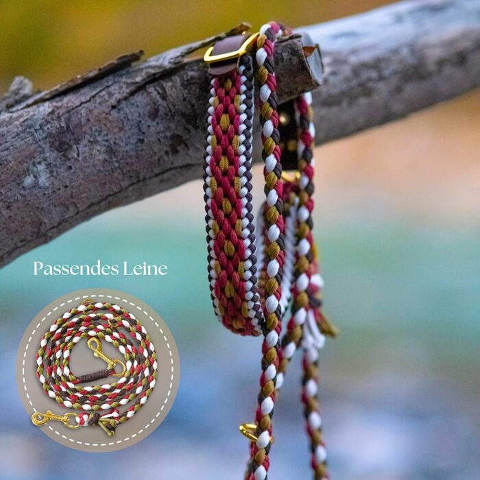 Нашийник для собак Ben&Bruno: широкий, регульований, ручної роботи, міцний, надійний, довговічний, з паракорду, для маленьких, середніх та великих собак, XL, багатокольоровий