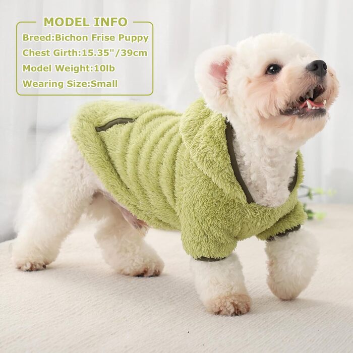 Теплий плюшевий в'язаний светр для цуценят та маленьких собак (зелена авокадо, XXS)