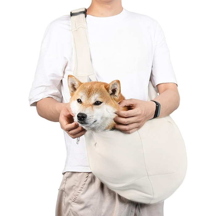 Сумка для собак | Дихаюча переноска для маленьких собак – регульовані ремені через плече та на груди, легкі аксесуари для тварин для піших прогулянок, відпочинку на природі, щоденних прогулянок (Бежевий)