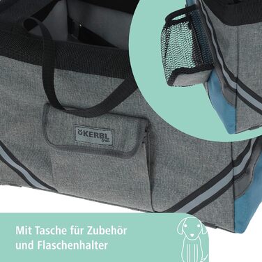 Kerbl Vacation - сумка для собак на велосипед, сіра/блакитна, 38x29x25 см, поліестер, для маленьких собак та котів