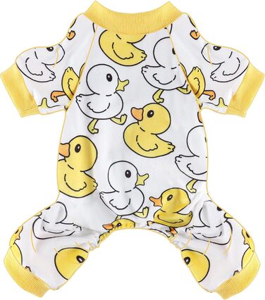 Піжама для собак: теплий комбінезон для цуценят та котів, розмір S, теплий велюр, жовенька качечка