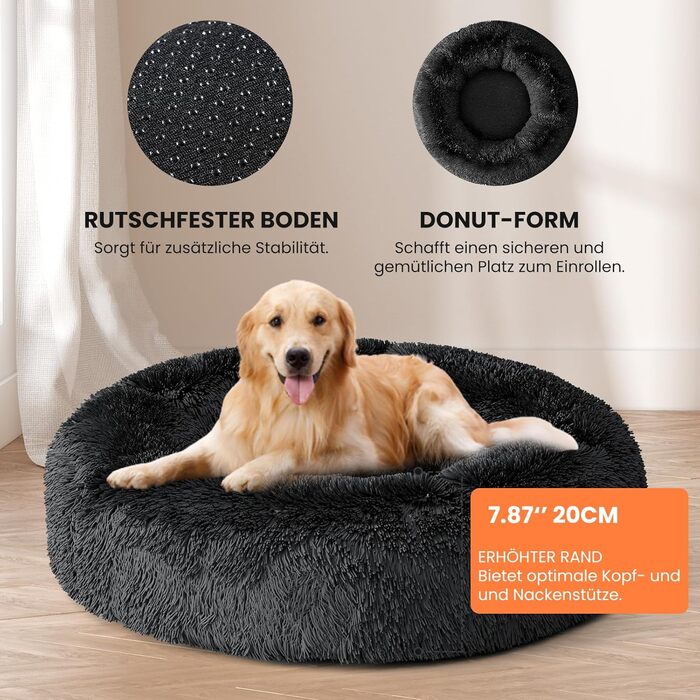 XKISS Лежанка для собак, м'яка, знімний та пральний чохол, оригінальна модель [M, 80см, Темно-сірий]. Лежанка для собак великих, середніх та маленьких порід, зручна та гігієнічна. Розміри: 80 x 80 x 20 см, Темно-сірий колір.
