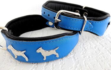 Нашийник Bullterrier зі шкіри для собак, чорний/коричневий/синій, регульований 33-41 см, ширина 45 мм