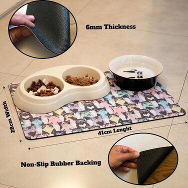 Нековзаюча килимок під миску для корму кота/собаки, водонепроникний, Dead Set Studio #2