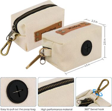 Набір повідків та нашийників для собак Wisedog: регульовані, міцні нашийники та повідки для собак маленьких, середніх та великих порід, з тримачем для відходів (M, тримач:12'-18'; повідок:5 ft), (L(нашийник:14'-22'; повідок:5 ft), пісочний колір)