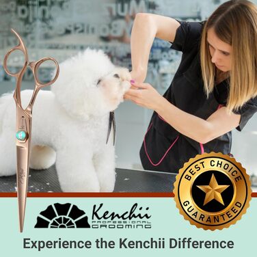 Kenchii Rose ножиці для грумінгу собак, 8 дюймів, зігнуті, ергономічні, професійні, міцні та гострі