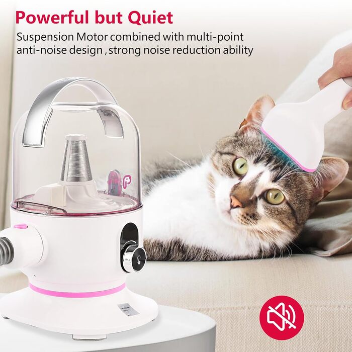 Набір для догляду за собаками Garvee: пилосос для видалення шерсті, 13.4 кПа, 2 л, 5 насадок