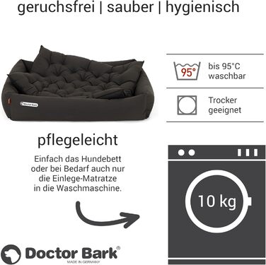 Ортопедичне ліжко для собак Doctor Bark - миється до 95°C, гігієнічне, без запаху, великі породи, з м'яким коржем (XXL 110x100 см, коричневе)