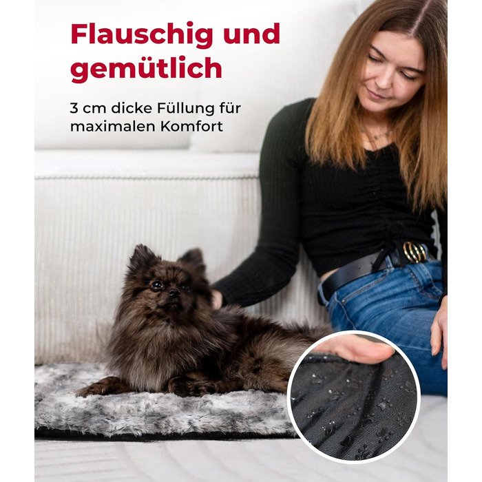 Ліжко-матрац для собак HS-Hundebett Shadow S (55x75 см), з наповнювачем, протиковзке, м'яке, пране, вироблено в Німеччині