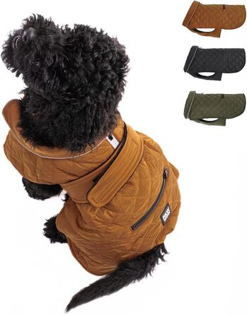 Теплий зимовий одяг для собак | Куртка для собак з захистом живота та застібкою-липучкою, розмір L, коричнева