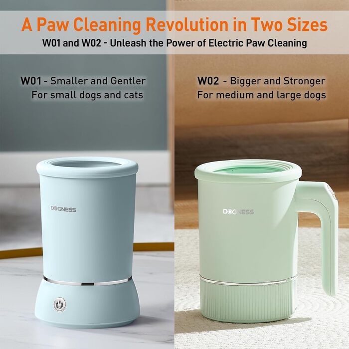 Автоматичний очищувач лап для великих собак DOGNESS, очищувач лап з силікону, Type-C, USB швидка зарядка, 360° очищувач лап для собак для масажу та догляду за брудних кігтів (Зелений)