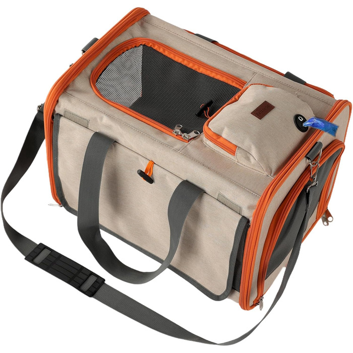 Транспортна сумка для собак та котів, велика, дихаюча, з сонцезахистом, для подорожей, KhakiOL