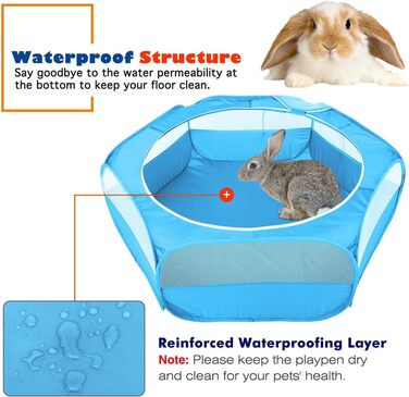 Клітка-манеж для дрібних тварин VavoPaw, 190T поліестер, дихаюча сітка, блискавка, вологостійка, для кошенят, цуценят, кроликів, хом'яків (Темно-синій)
