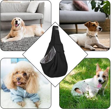 Сумка-перевертач для собак, через плече, для маленьких собак, ручна, з регульованим ремінцем, для подорожей, чорна