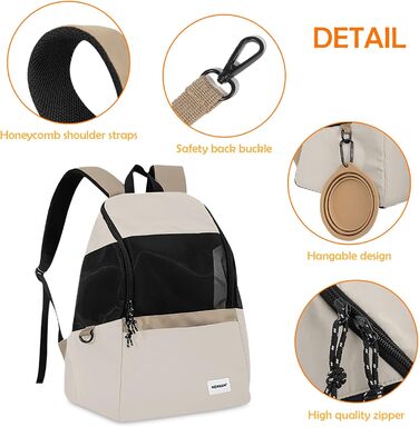 Рюкзак-переноска для тварин ALLSOPETS: для котів та маленьких собак, зручний, дихаючий, для подорожей, кемпінгу, прогулянок. Бежевий колір