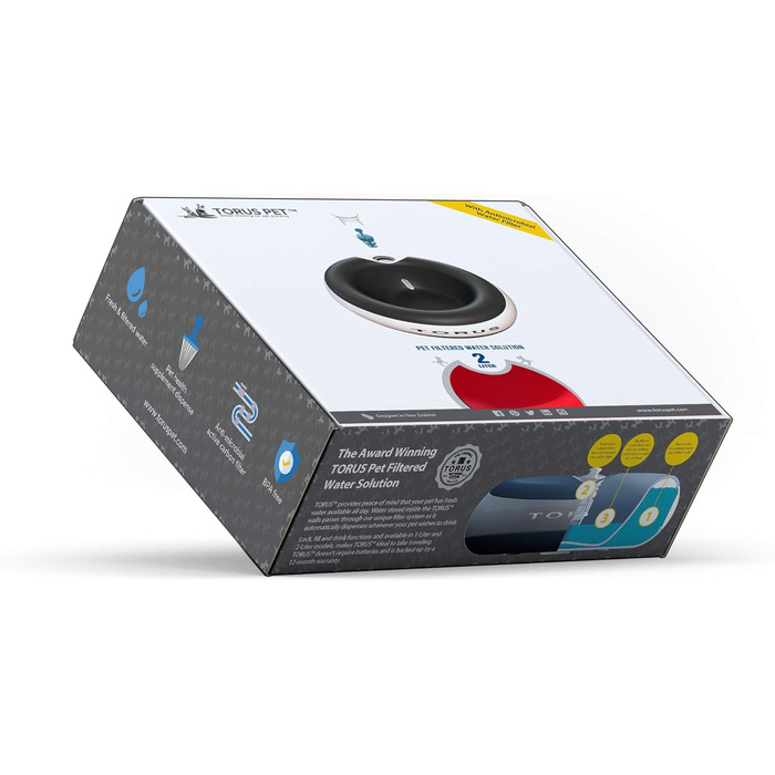 Автоматична поїлка Torus Pet Maxi 2 л, червона, для собак і котів, з фільтрацією, антибактеріальна, без BPA, для дому та подорожей