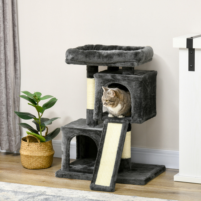 PawHut Sisal Cat Tree до 30 кг Cat Tree з кігтеточкою Sisal Column Плюшевий темно-сірий для активних кішок