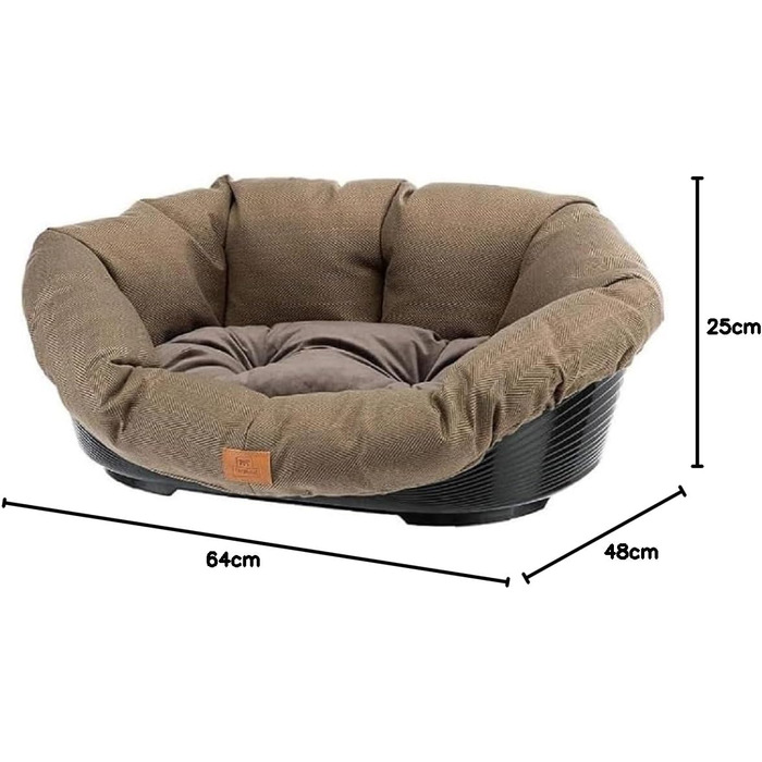 Крісло-ліжко для собак та котів Ferplast SOFA' 6 - коричневий пластиковий кошик з знімним м'яким матрасом, 73 x 55 x 27 см