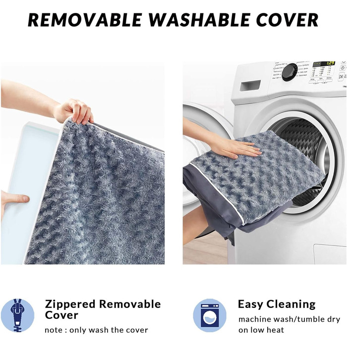 Велике ортопедичне ліжко для собак з піною з пам'яті, миється, коробка для собак, килимок з знімним чохлом та водонепроникним наповнювачем, плюшеве фланелеве покриття з неслизьким дном для великих собак, блакитний, білий, L (36'x24'x3.5')