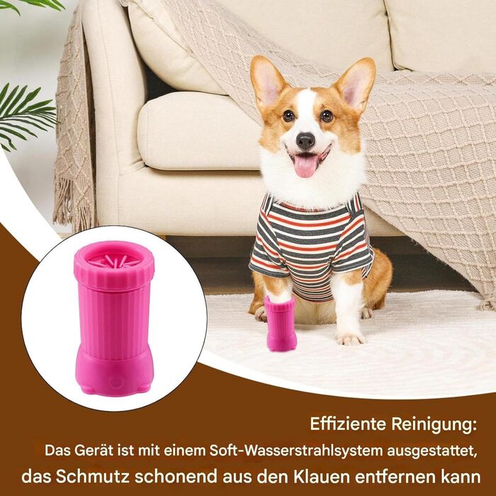 Автоматичний мийник лап для собак та котів Buddy Muddy | USB-зарядний, портативний | Рожевий