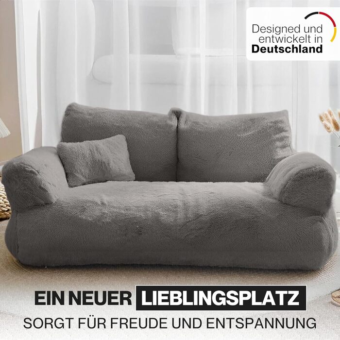 Кішка Софа Simba для котів та собак сірого кольору | З міні-подушкою | 70x48 см | Ліжко для котів та маленьких собак | М'яке, з достатньою підкладкою | Знімний чохол