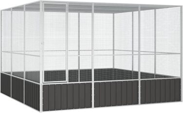Вольєр для птахів Homgoday 111x107x211,5 см, оцинкована сталь, антрацит