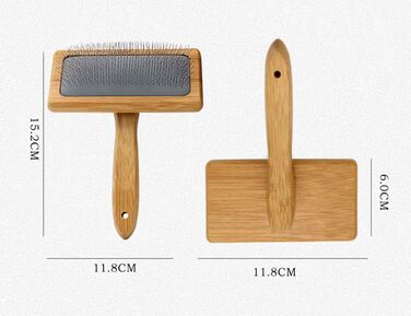 Щітка для грумінгу домашніх тварин з дерев'яною ручкою та металевими шпильками. Інструмент для видалення шерсті та розпушування. Підходить для собак та котів.