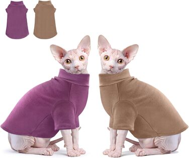 Теплий светр для котів Sphynx, 2 шт, з рукавами, зимовий одяг для лисих котів, чорний і фіолетовий, м'який трикотажний комбінезон для кошенят та цуценят